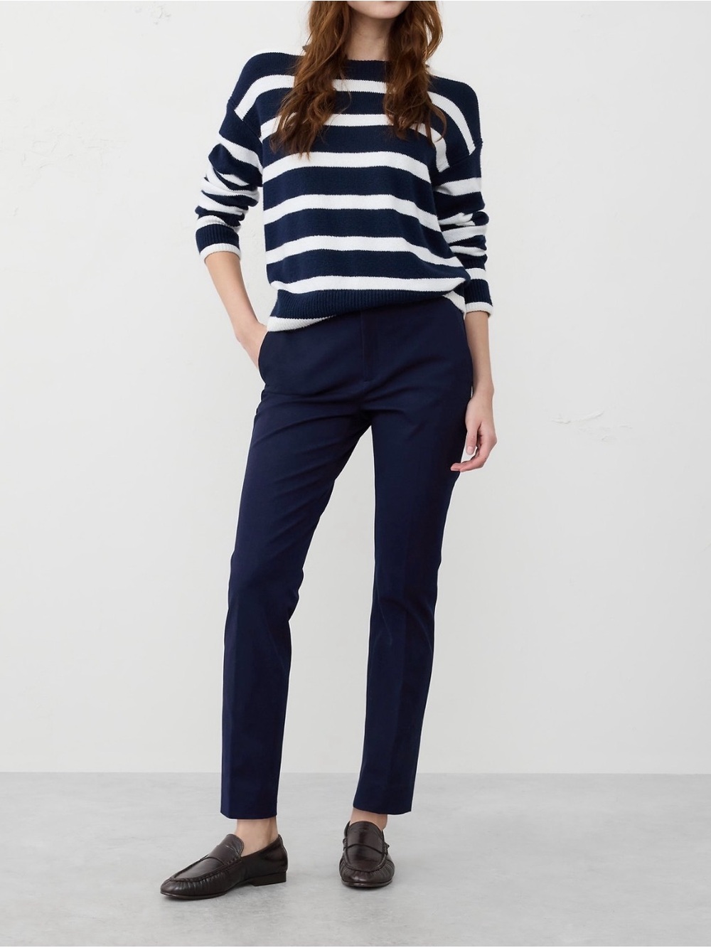 Banana Republic Navy Straight-Leg Ankle Trousers